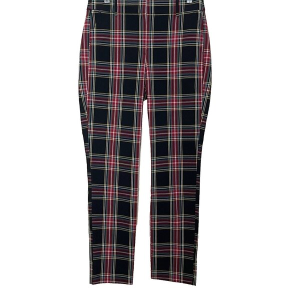 J. Crew Ruby Full Length Pants Size 8 Plaid Tartan Office Holiday BC606 Stretch - Picture 2 of 9